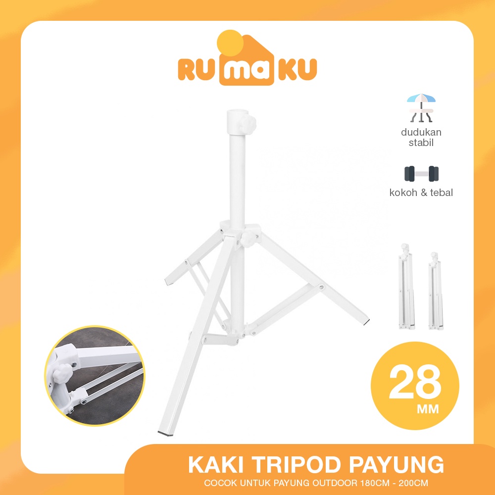 Rumaku Kaki Tripod Diameter 28 mm Penyangga Payung Tenda Taman Pantai