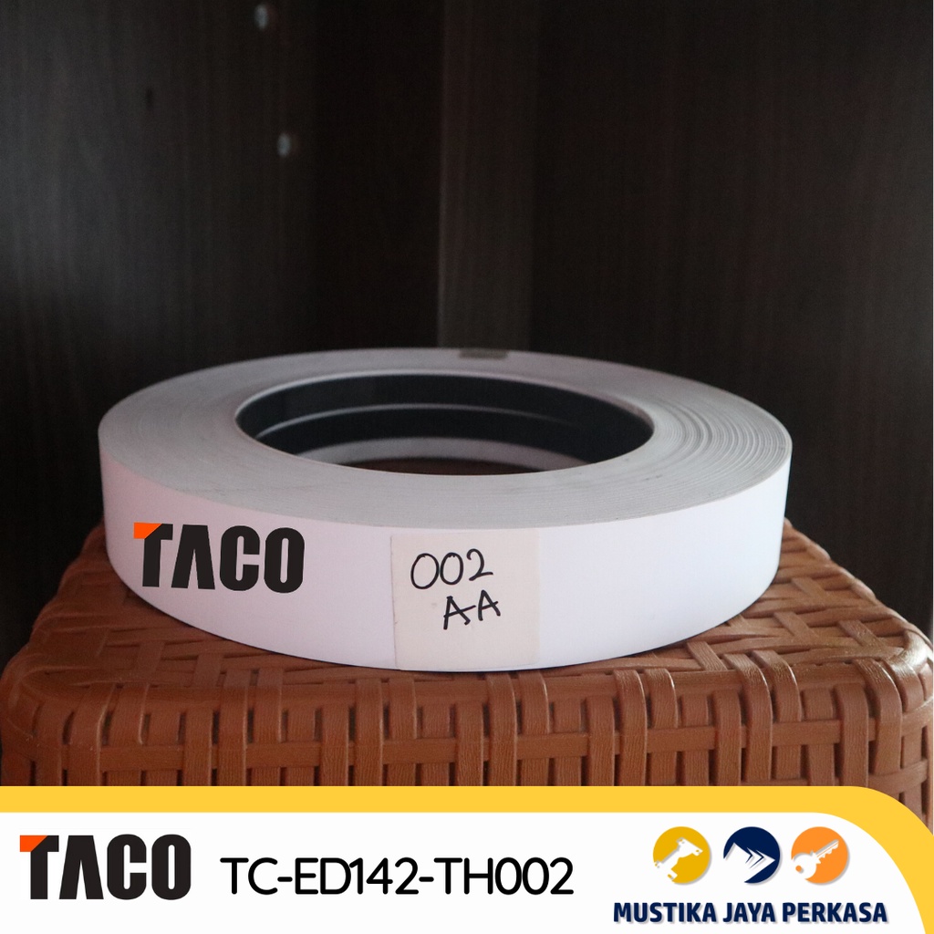 Per 5 Meter EDGING HPL TACO TH 002 AA 42 mm x 1 Putih Doff Bukan Glossy Hitam