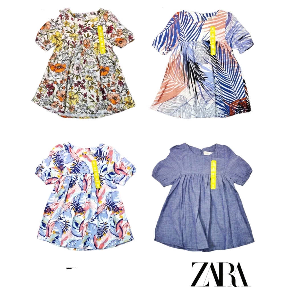 Zara Girl Dress Anak Motif &amp; Polos (MOTIF &amp; WARNA RANDOM) Baju Terusan Anak Perempuan ZRTC-2301