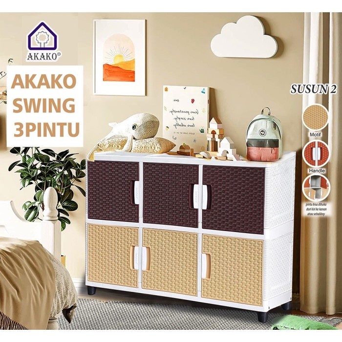 Lemari akako triple swing 2 susun lemari plastik swing 3 pintu akako