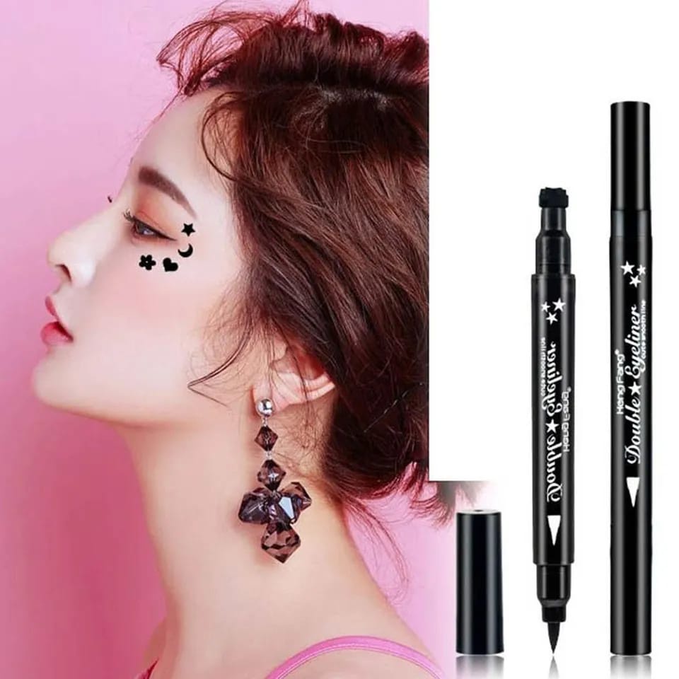 INSTANT EYELINER STAMP 2IN1 HENG FANG EYELINER CAP BERBENTUK BINTANG BUNGA LOVE SABIT IMPORT