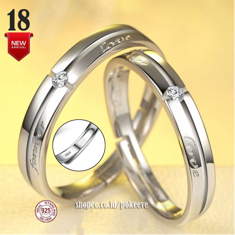 Cincin Couple Perak S925 Buat Pasangan/ Tunangan/ Nikah Pria/ Wanita Sterling Silver Ring