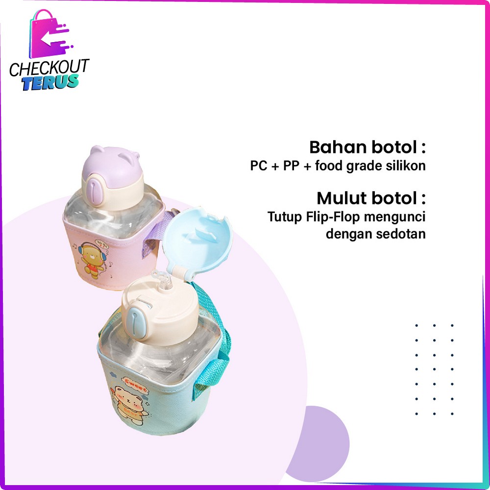 CT C469 Botol Minum Anak Karakter 600 Mili Dengan Sedotan Tempat Minum Anak TK Lucu Bottle Minum Kids Portable BPA FREE