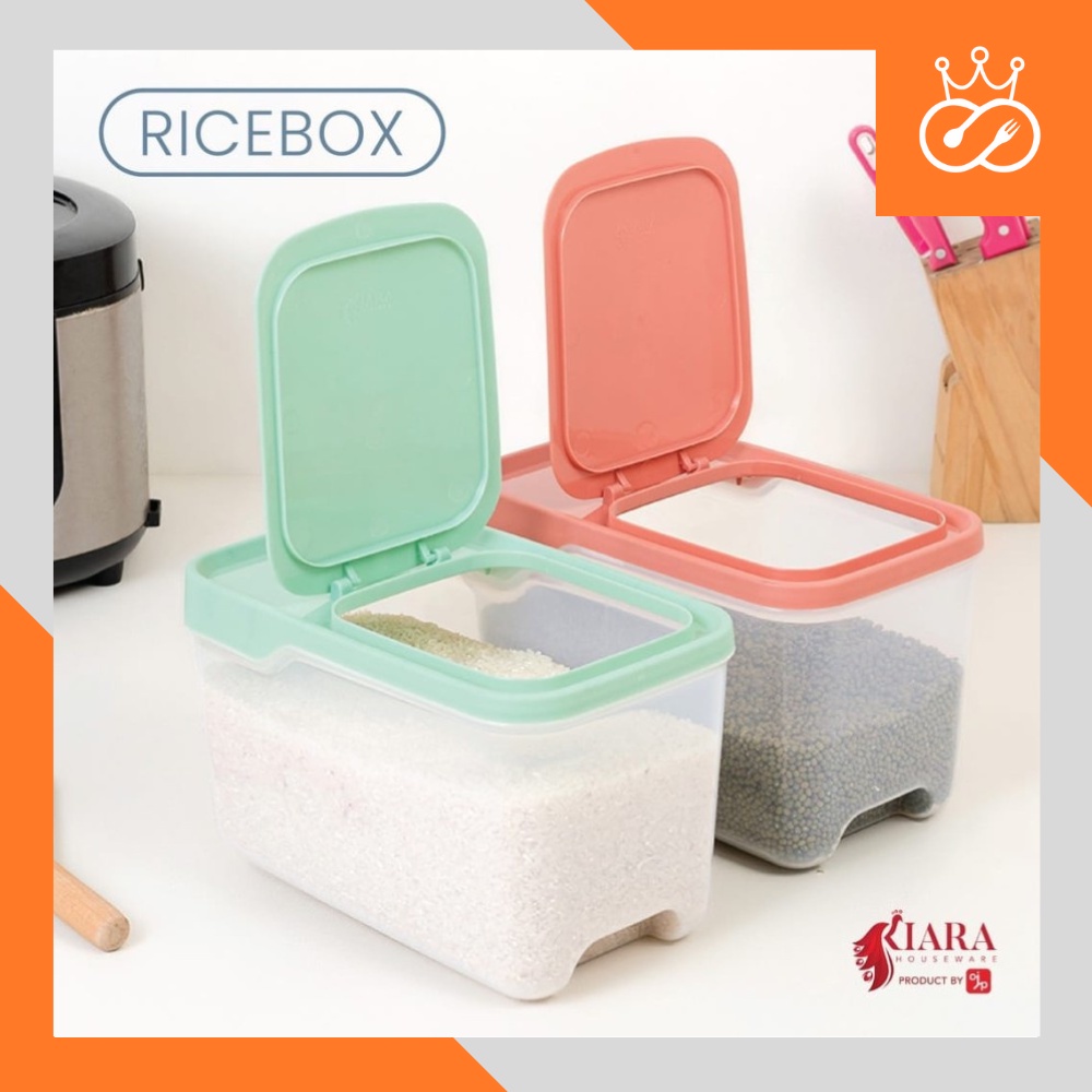 Tempat Beras 5 kg / Rice Box Kiara CJP FREE Gelas Takar - Random Warna