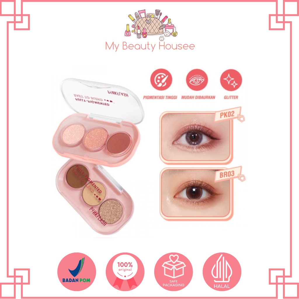 PINKFLASH 3 PAN EYESHADOW - PINKGAME 3 COLORS EYESHADOW PALLETE - 3 SHADES GLITTER HIGH PIGMENT