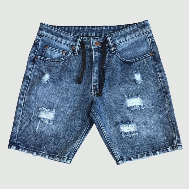 CELANA JEANS PENDEK PRIA MOTIF SOBEK ROBEK RIPPED TERBARU DAN TERLARIS