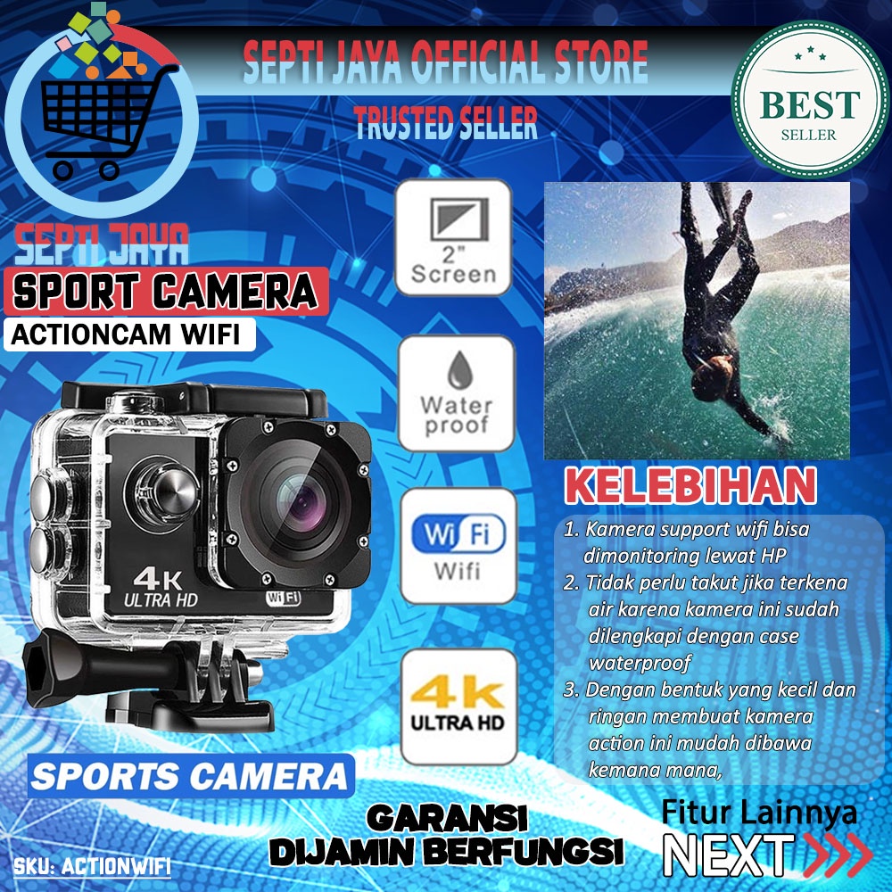 Kogan Action Camera WIFI 1080P 4k Ultra Hd Lcd Display Tahan Air Sport Cam Ultra Hd 18Mp Waterproof 