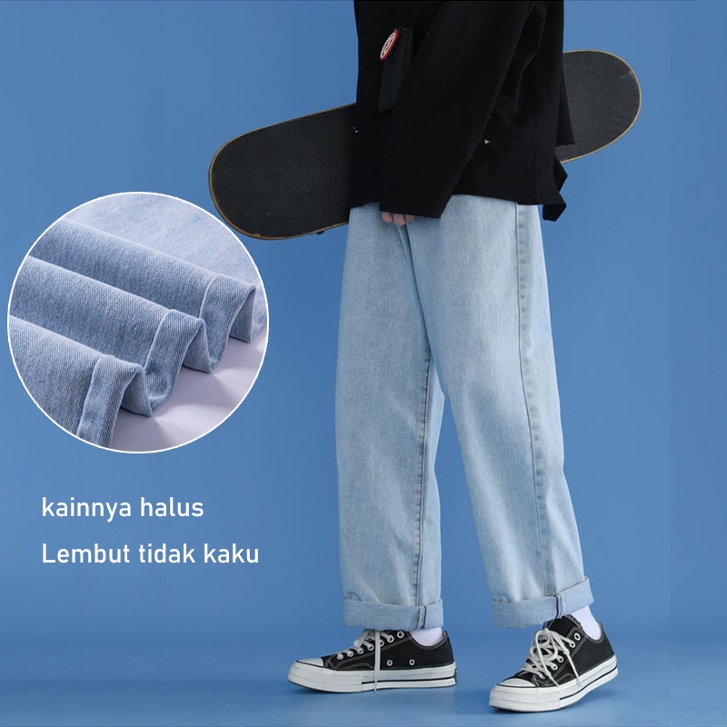 Celana pria jeans korean style celana panjang pria celana baggy pants celana longgar jeans hitam Model Kulot Oversize celana kasual pria celana panjang laki laki celana cowok kekinian terbaru 2023 celana jeans cowok Celana gombrang pria