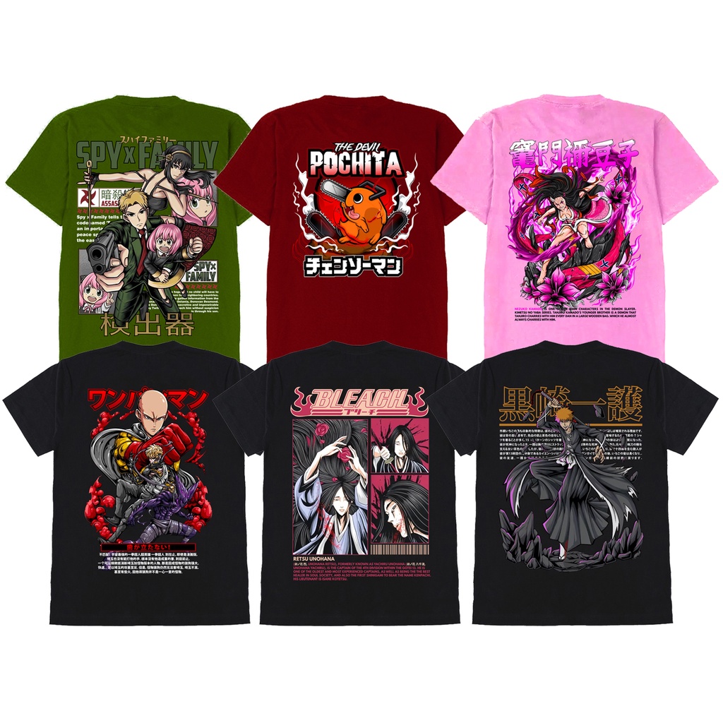 Kaos Ichigo Bankai Kaos Nezuko Kimetsu Kaos Pochita Denji Chainsaw Man Kaos Bleach Restu Unohana Kaos Saitama One Puch Man Kaos SPY x Family Kaos Anime Manga SIGN CLOTH