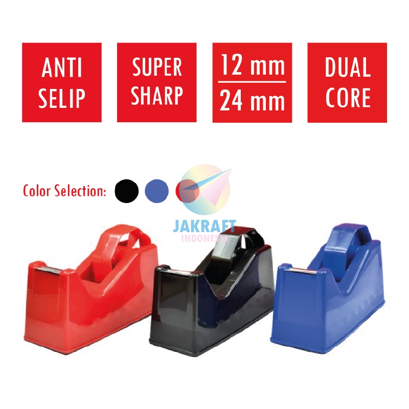 

(1 Unit) Tape Dispenser Cutter JOYKO 2 in 1 Dual Core TD-103 Tempat Isolasi Besar / Solatip Kecil