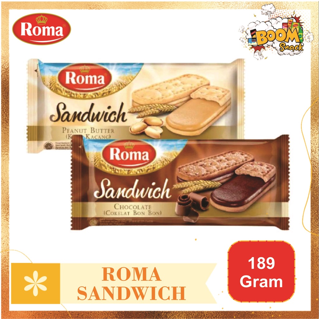 Roma Sandwich Cokelat Kacang Kemasan 189 Gram