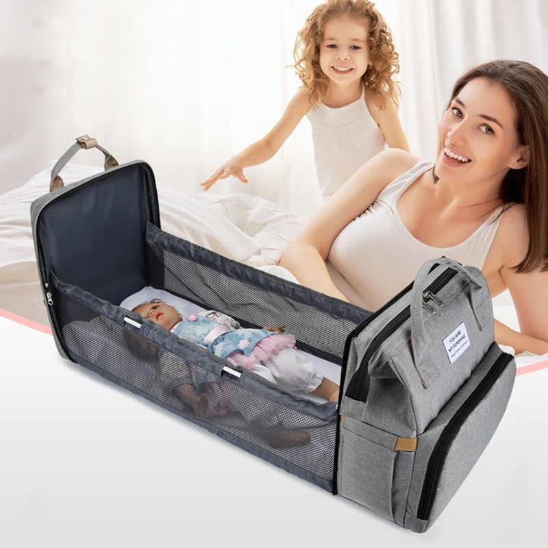 Bayi Multifungsi 2in1 Kasur Tidur Tas Ransel Diaper Bag Tas Ransel Diaper Extended Bed Diaper Bag
