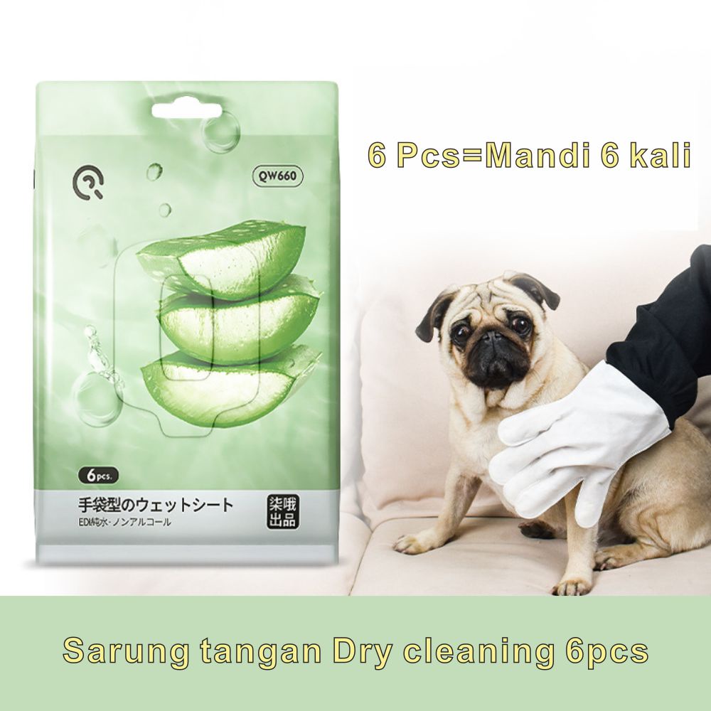 1Pack isi 6pcs Sarung Tangan Sekali Pakai Kucing Pet Dry Cleaning Sarung Tangan Pembersih Anjing Tisu Basah Mandi Pembersihan Pijat Perlengkapan Pembersih Hewan Peliharaan