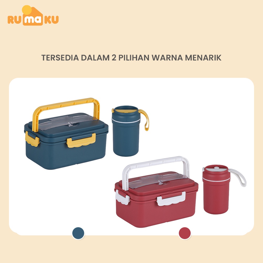 Rumaku Lunchbox set Jerami Kotak Makan Bekal Tempat Makan dan Mangkuk Sup 1000ml/330ml Free Sendok BPA FREE