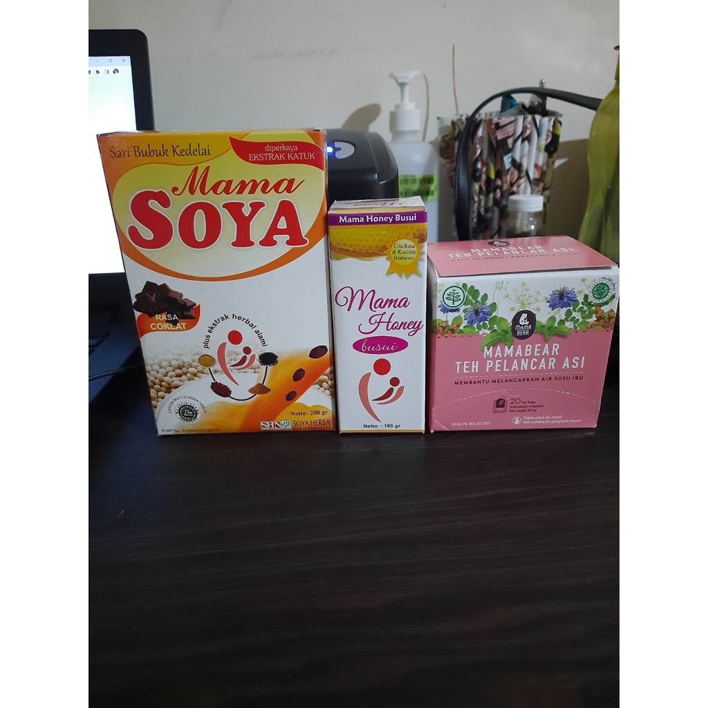 Paket Hemat Pelancar Asi - isi Teh Celup Mama Bear, Mama Soya dan Mama Honey - Paket Asi Booster