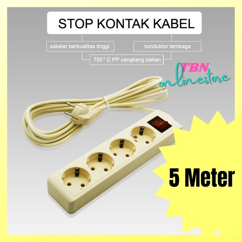 Stop Kontak Listrik PAGODA P-724 4 Lubang Colokan + Kabel 3 Meter / 5 Meter