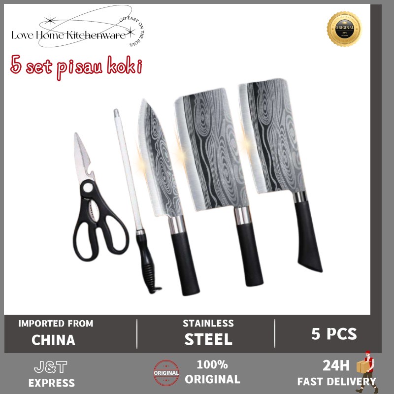 Pola Laser/5 pcs Set Pisau Koki/Pisau Dapur Stainless Steel/Pisau Dapur/Pisau Daging Stainless Steel