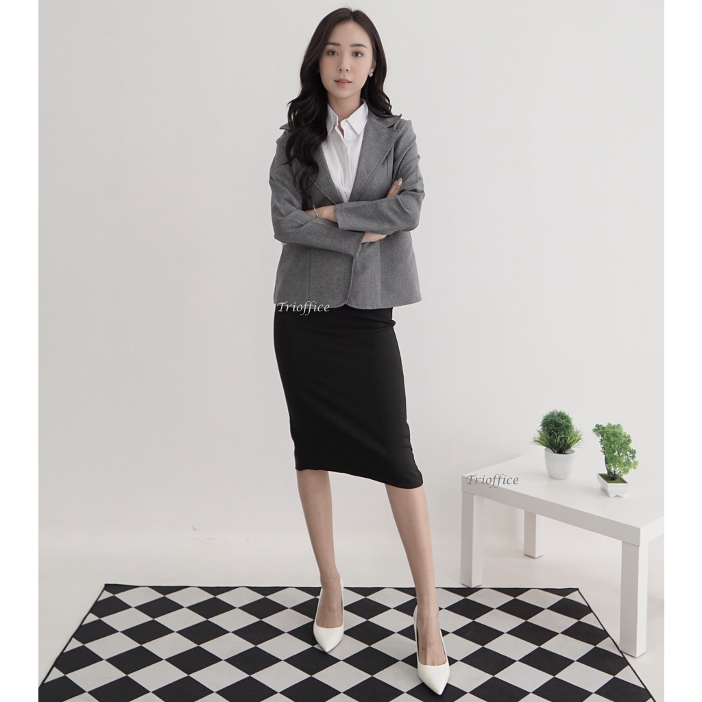 Blazer Wanita Formal Casual Bahan Katun Premium