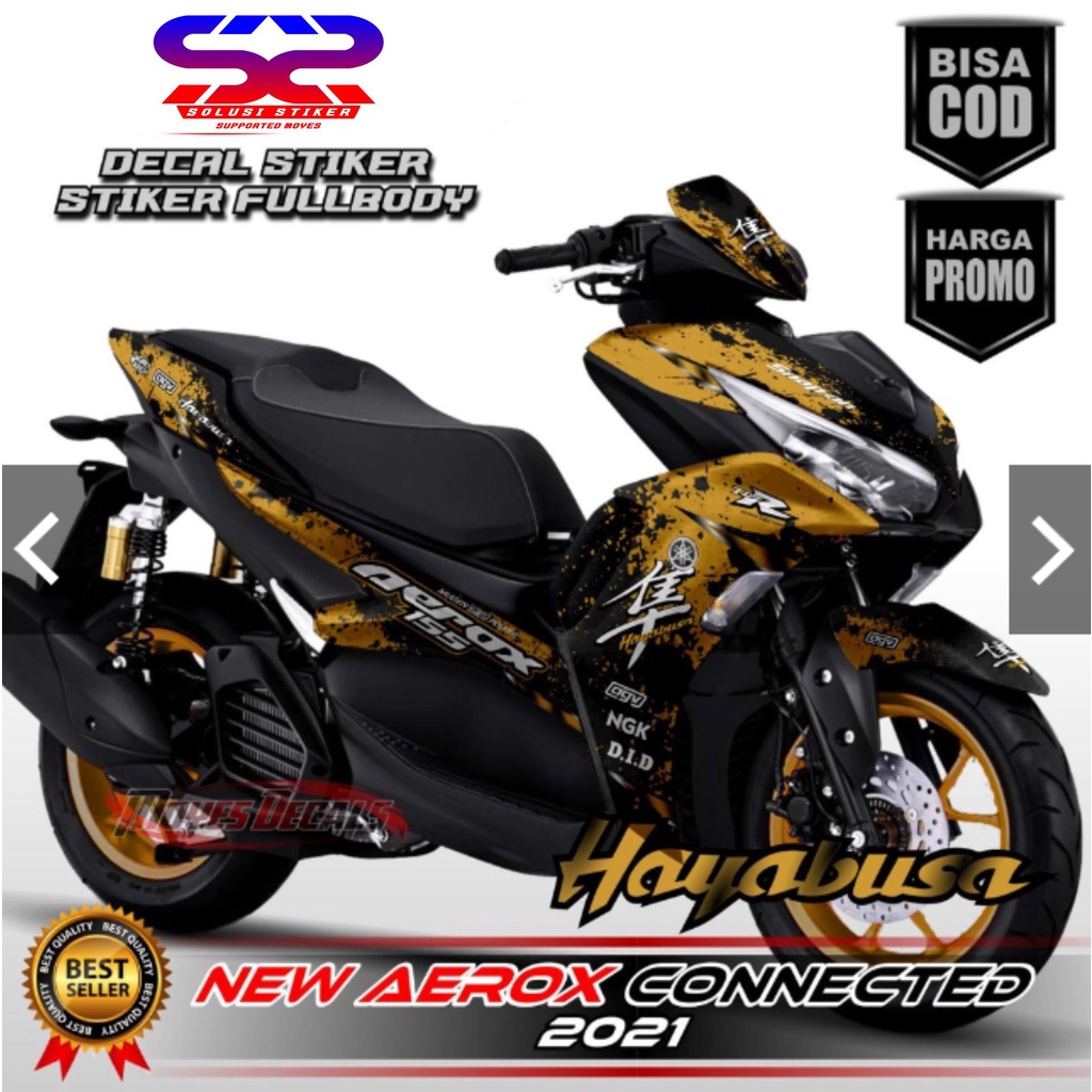 Stiker Decal  New Aerox Connected 2021 Fullbody - Dekal Stiker Motif Hayabusa GoldFullBody