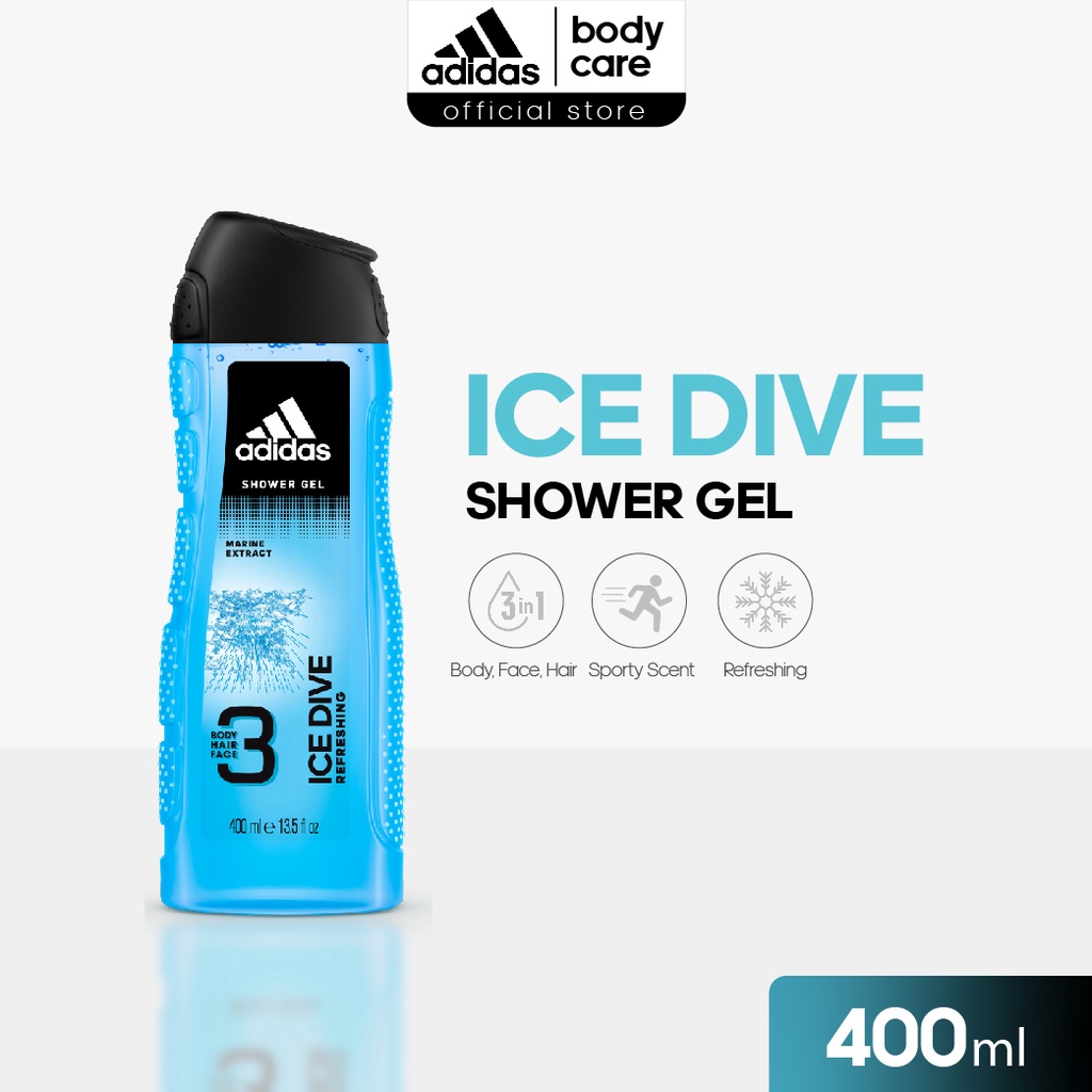 ADIDAS Ice Dive 3in1 Body Hair Face Shower Gel 400ml