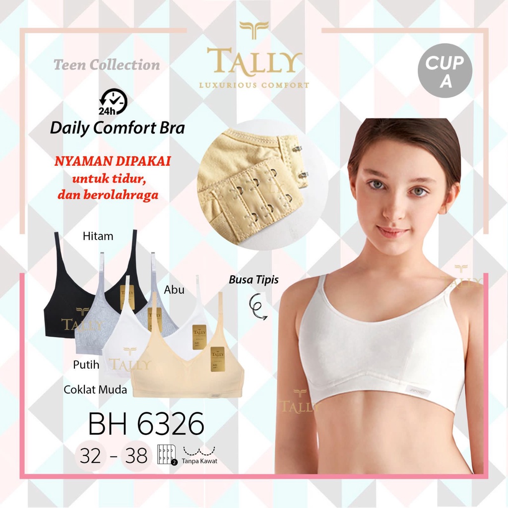 BH MINISET 6326 TALLY - BH ABG SPORT 6326 TALLY -  TALLY BRA BH HARIAN / SPORT 6326 I CUP A | TANPA BUSA I TANPA KAWAT I SIZE 32-38 - BH ANAK BARU GEDE - BH SPORT TALY TANPA BUSA - BH ABG MINISET - BH STEP 2 - ARA98STORE