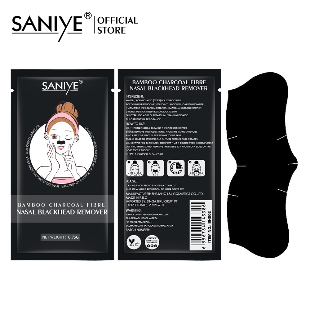 [100%ORIGINAL] SANIYE Black Heads Remover Masker Hidung Penghapusan Komedo Jerawat Membersihkan Hidung 0.75g BH002