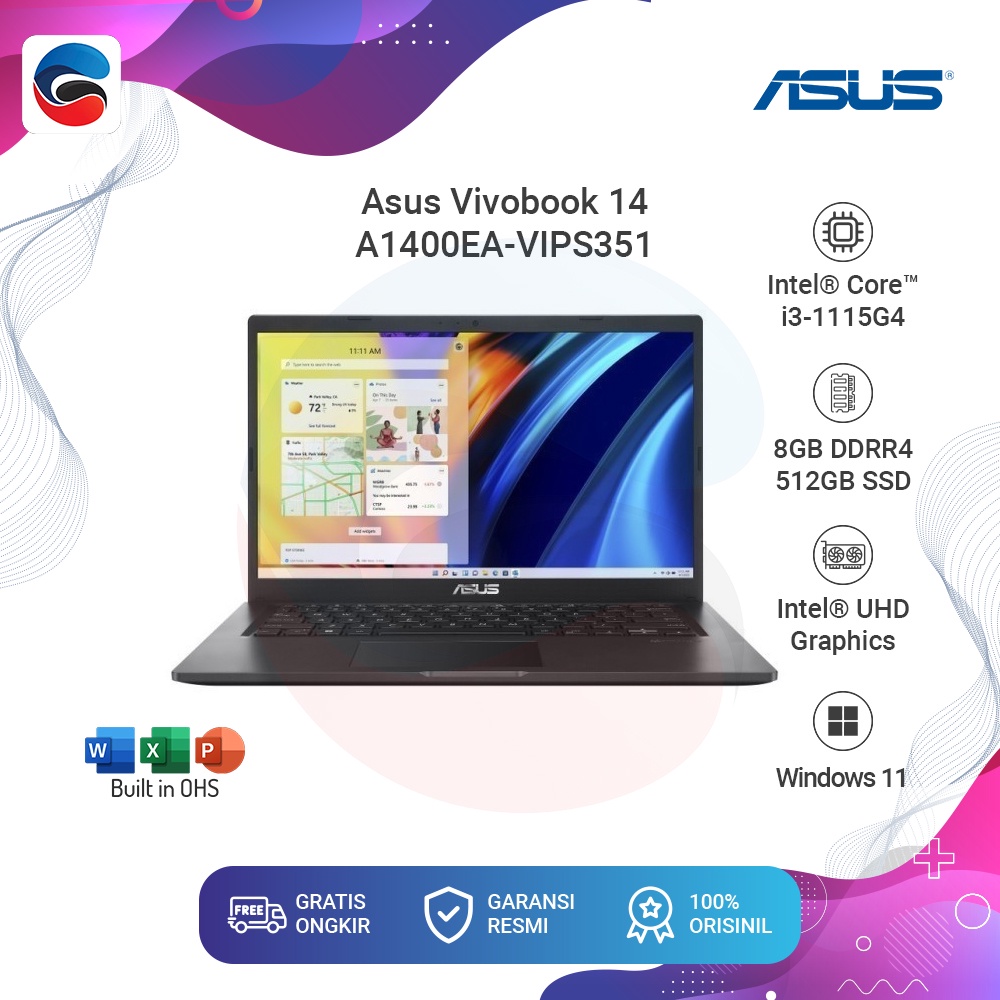 ASUS Laptop A1400EA-VIPS351 / i3-1115G4 / 512GB / 8GB / Win11 [90NB0TT4-M01H30]
