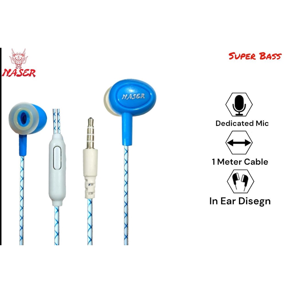 Handsfree  NASER Super Bass /Handsfree/Headset/Earphone Super Bass-High Quality/PRODUK ORIGINAL