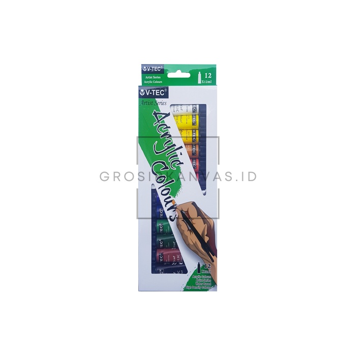 

Grosir Cat Acrylic V-Tec 12 Warna - Cat Akrilik Set VT-812A