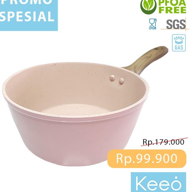 ♙ Keeo 16 cm Panci Anti Lengket Marble Granit (Sauce Pan) Pink ◙
