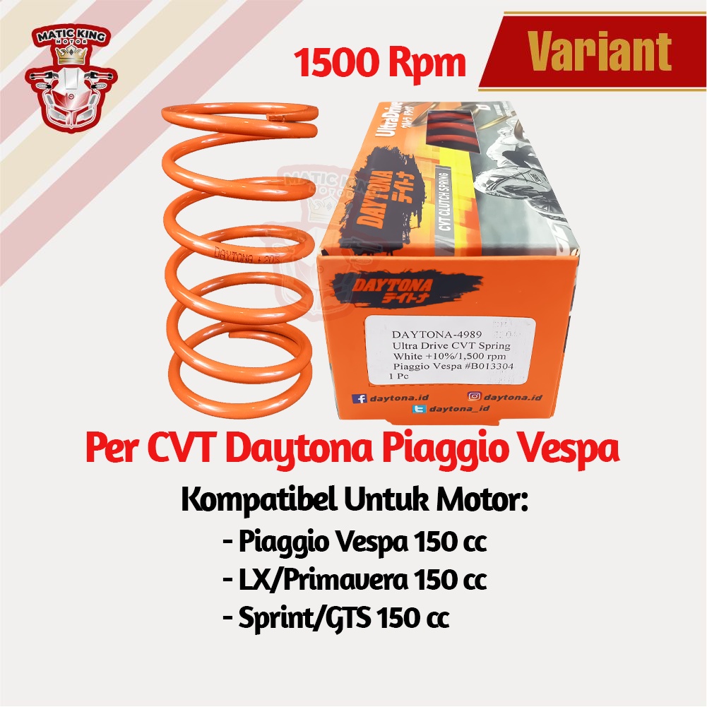 Per CVT Vespa  LX Primavera Sprint GTS 150cc DAYTONA Racing 1500 RPM