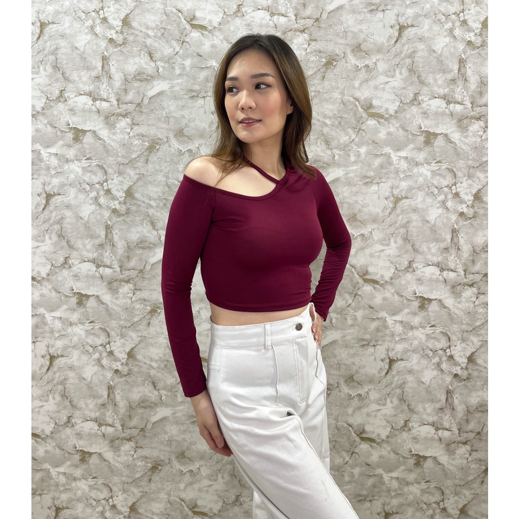 MODAVIE - DIORA CROP TOP Longsleeve Crop Tee Baju Atasan Lengan Panjang