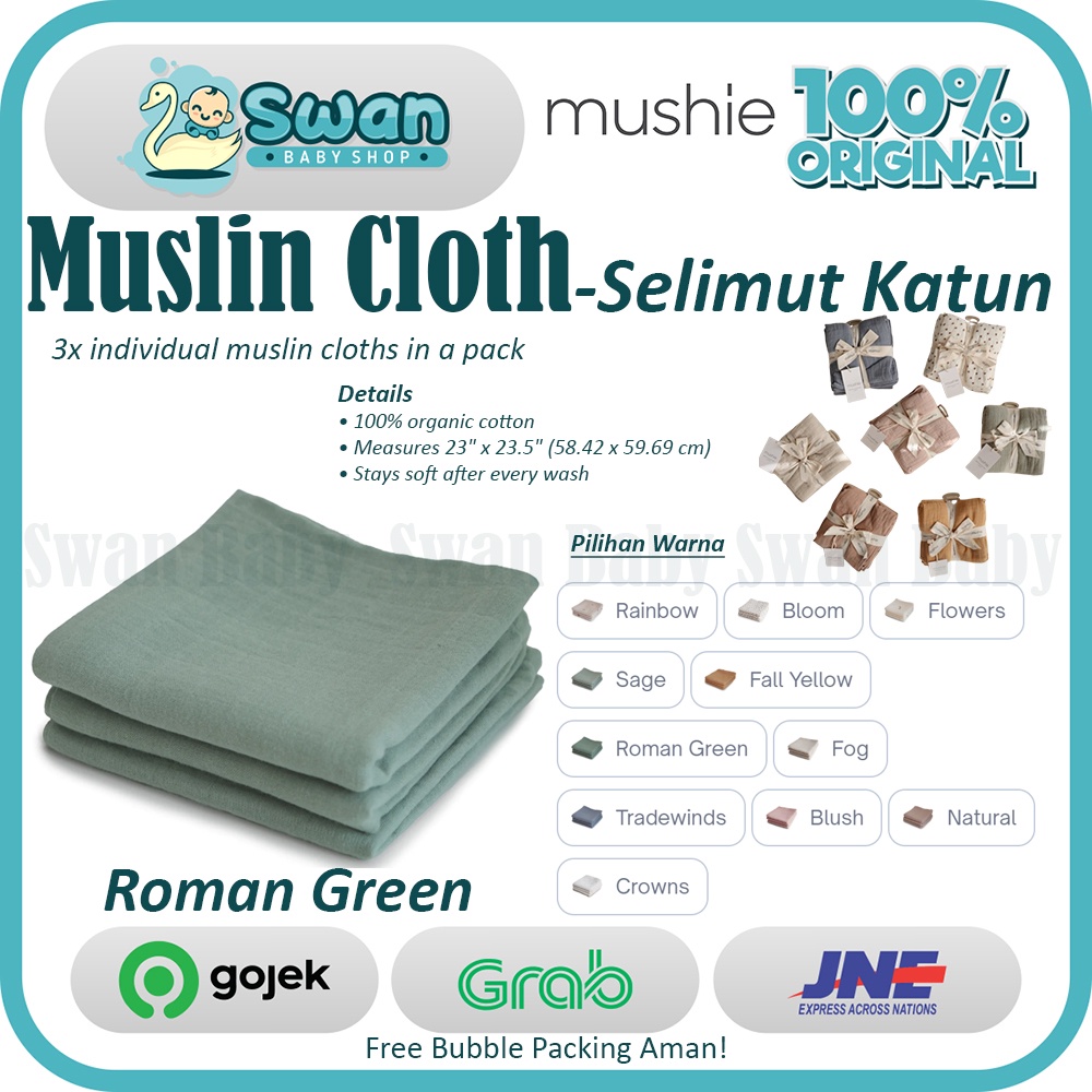 Mushie Muslin Cloth 3-pack / Kain Selimut Katun Bayi Anak