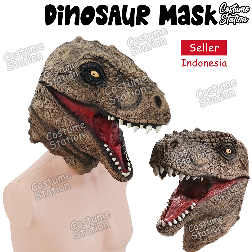 Topeng Dinosaurus Raptor / Trex Mask Latex Dinosaur Hewan Binatang Animal Pesta Halloween