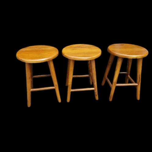 RAY KURSI STOOL BULAT KAYU JATI MINIMALIS MODERN