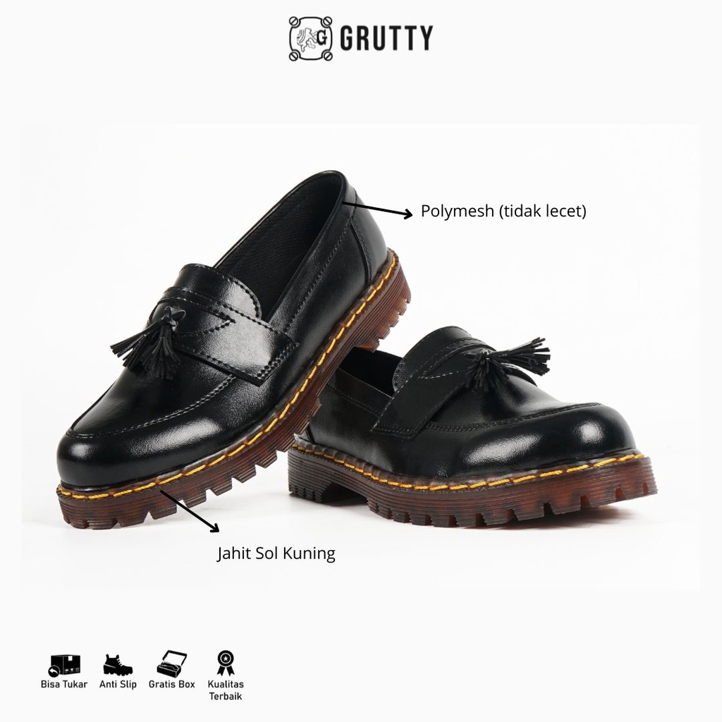 Sepatu Pria Loafers Grutty Tassel Formal Hitam