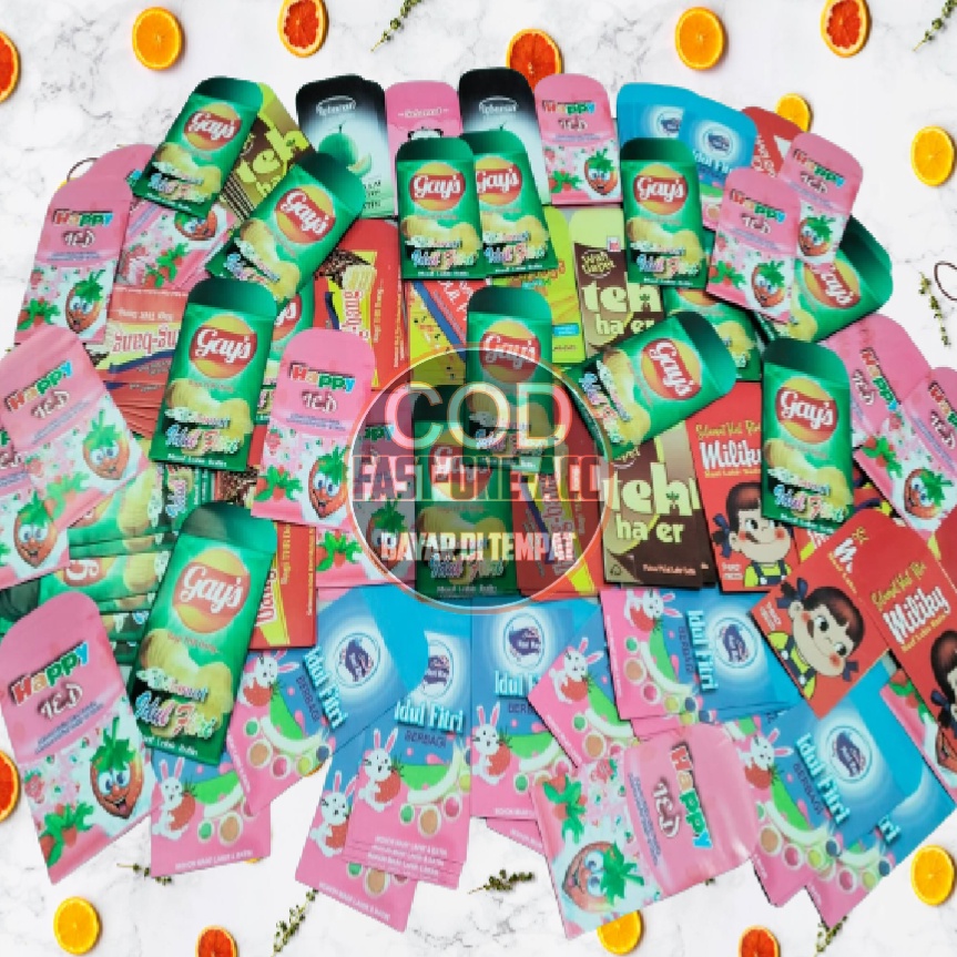 

Amplop Lebaran Lucu 1 PACK ISI 100 DAN 50 LEMBAR motif & MOTIV SNACK warna random