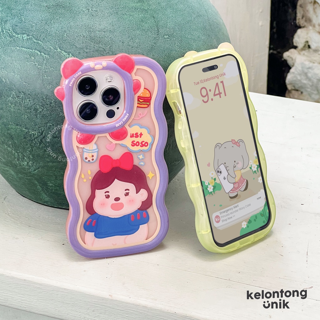 For iPhone - Princess 3D Little Monster Wavy Case/ Curly Edge Soft Case