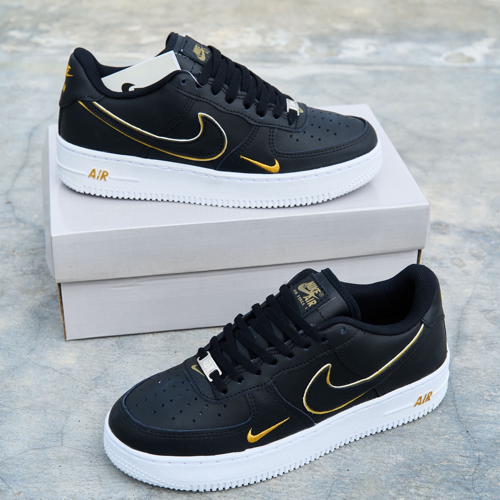 BEST SELLER AIR F-1 SWOOSH 4 HITAM GOLD SEPATU PRIA