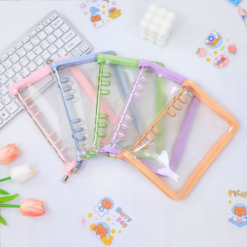 

SHINSDAY A6 A5 Binder Warna Zipper Glitter Transparan Aesthetic