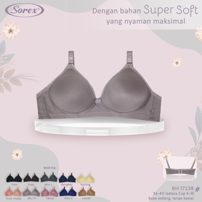 Bra Sorex 17238 BH PolosTanpa Kawat Cup B Super Soft Busa Sedang (Only Bra) TOKO KEANULOVA