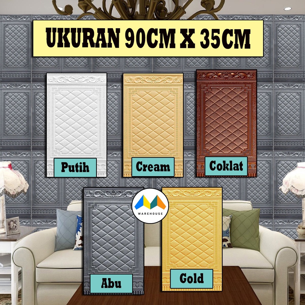 MW Wall paper 3D Foam Stiker Motif Batik Pintu Jendela WallPaper Sticker Foam