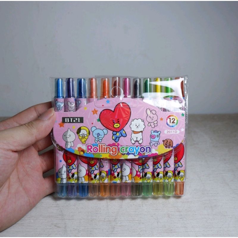 LC04 Crayon Putar Karakter isi 12/18pcs Pendek