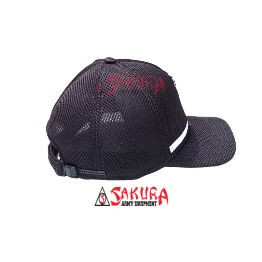 Topi Jaring Satpam Security Coklat Logo List Putih Topi Satpam