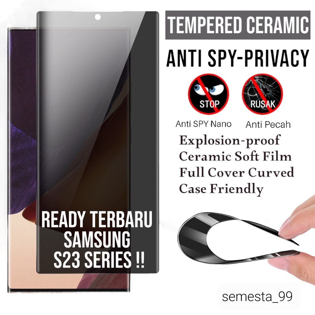 Best !! Tempered Ceramic SPY PRIVACY Samsung Note 20 20Ultra/Note 10 10+/Note 9 8 7 FE Full Cover Cu