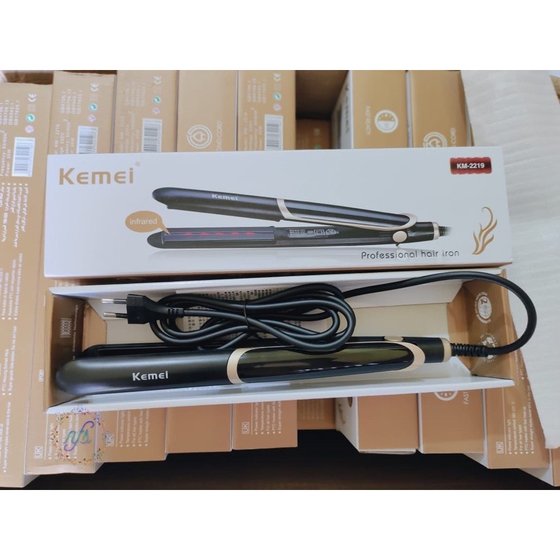 Kemei Km 2219 Infraredy 2In1 Catokkan Mengeriting dan Meluruskan Rambut Otomatis Kontrol Suhu