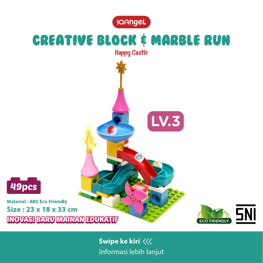 IQAngel Creative Block &amp; Marble Run Toys Balok Mainan Anak DIY 316 pcs / Gift / Partikel Berukuran Besar / DIY / SNI