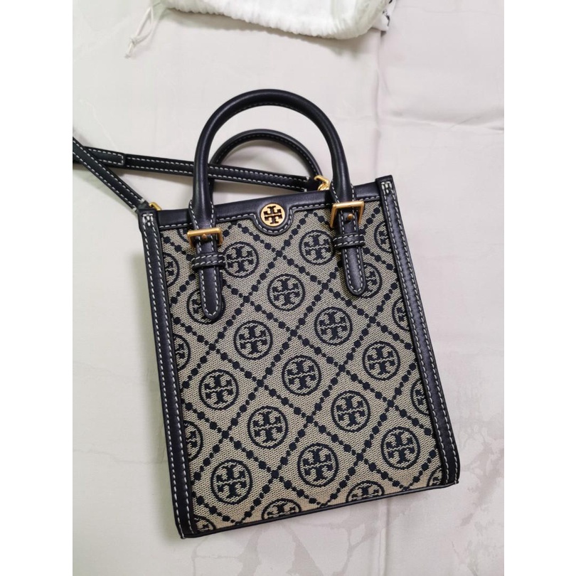 Original TB T - Monogram Jacquard Mini N/S Tote 87146 88650