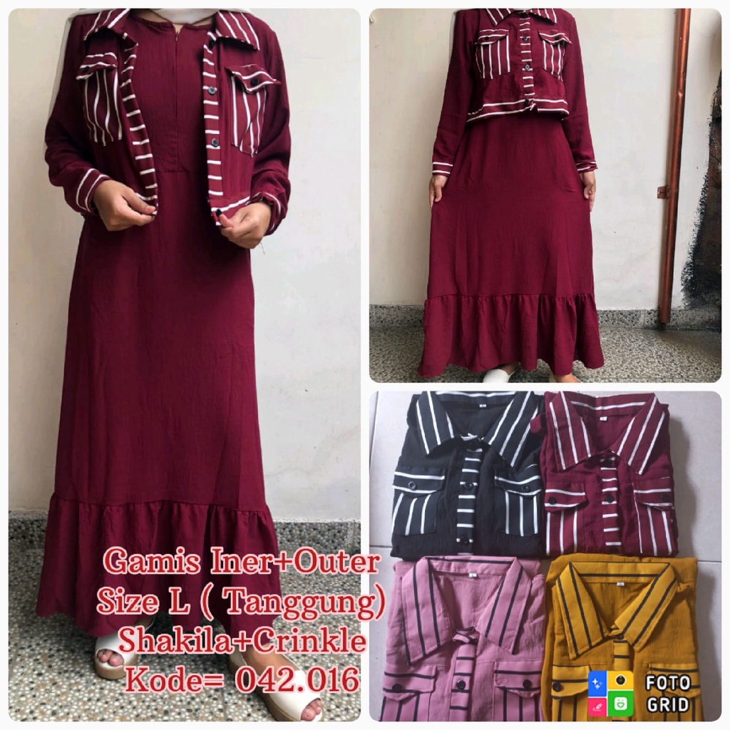 Gamis Anak Tanggung Umur 13-16 Tahun/Kode:042.016 / Gamis Rompi/ Gamis Outer/Gamis kekinian/