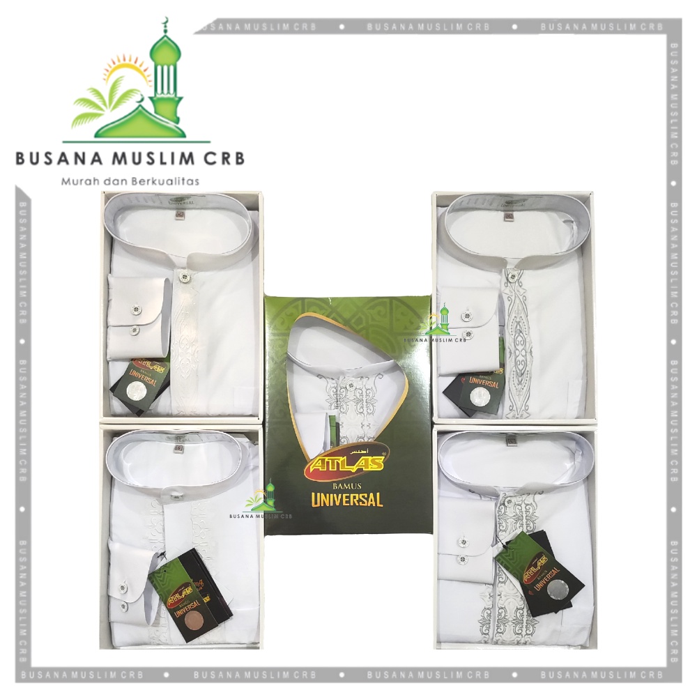 Bamus Atlas Universal Putih | Baju Koko Atlas Universal Lengan Panjang Manset Original Behaestex BHS